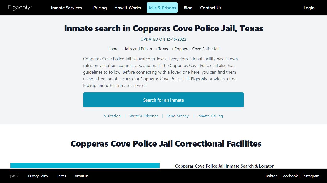 Inmate Search Copperas Cove Police Jail, Texas | Pigeonly