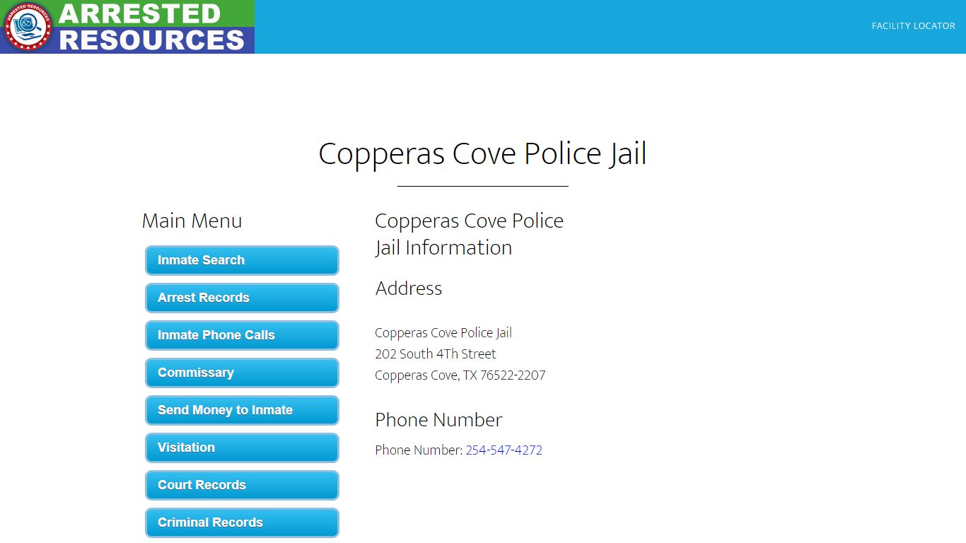 Copperas Cove Police Jail - Inmate Search - Copperas Cove, TX